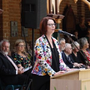 Julia Gilliard at To Climb The Hill book launch