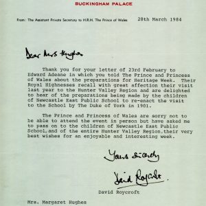 Letter from Private Secretary to the Prince and Princess of Wales