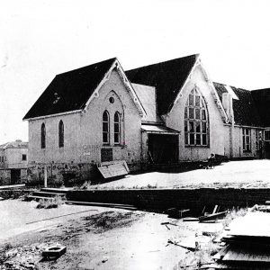 Photo showing state of external school disrepair