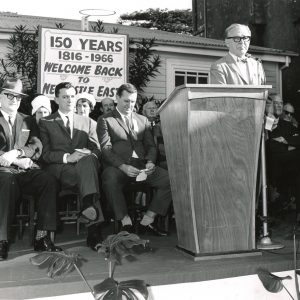 Sir William Dobell speaks at 150th Anniversary assembly