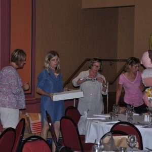 Staff setting up for bicentenary dinner