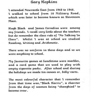 Student memoirs – Gary Hopkins